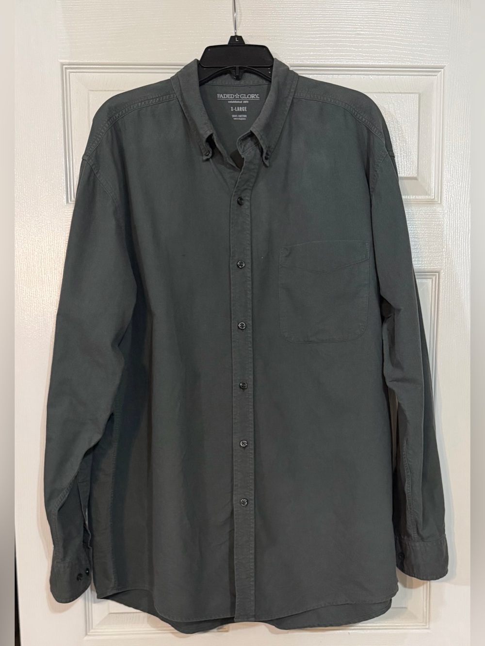 Faded Glory Shirt Men’s Gray Casual Long Sleeve Button Up Cotton 
XLarge (46/48)